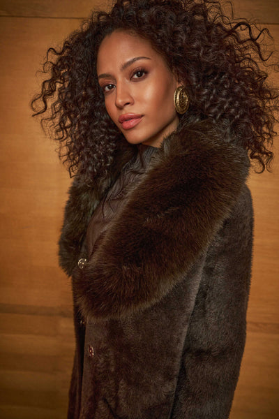 Diane Knit Coat With Detachable Faux Fur Collar