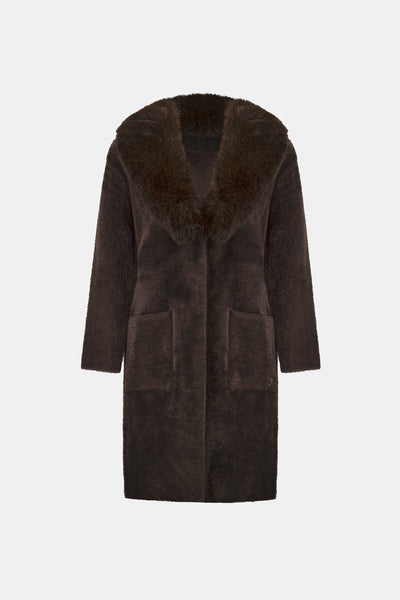 Diane Knit Coat With Detachable Faux Fur Collar