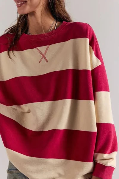 We The Free Classic Striped Oversized Crewneck