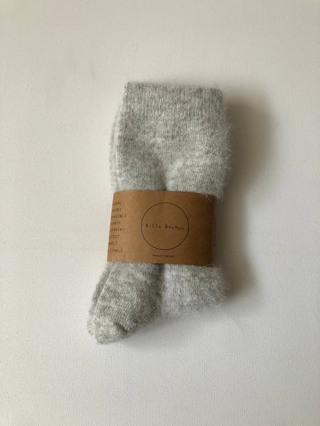 FLUFFY ANGORA SOCKS - NEUTRAL: Dark gray