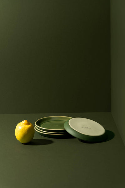 Handmade Stoneware Flat Side Plate | Edan 5.9": Matte Black/Shiny White