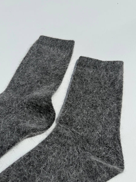 FLUFFY ANGORA SOCKS - NEUTRAL: Mushroom / Women’s 7.5 - 11.5, Men’s 6.5 - 10.5