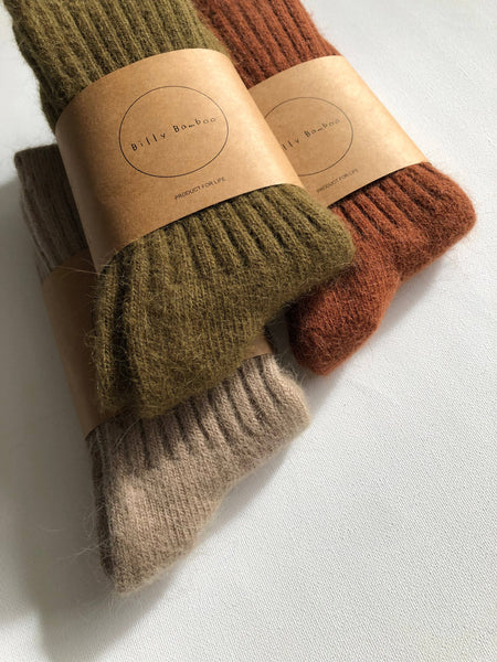 ROYAL ANGORA WOOL SOCKS : Maple