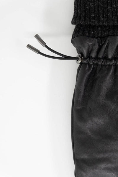LAKE LOUISE LEATHER MITTENS - Black