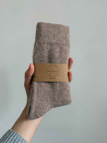 FLUFFY ANGORA SOCKS : Mushroom