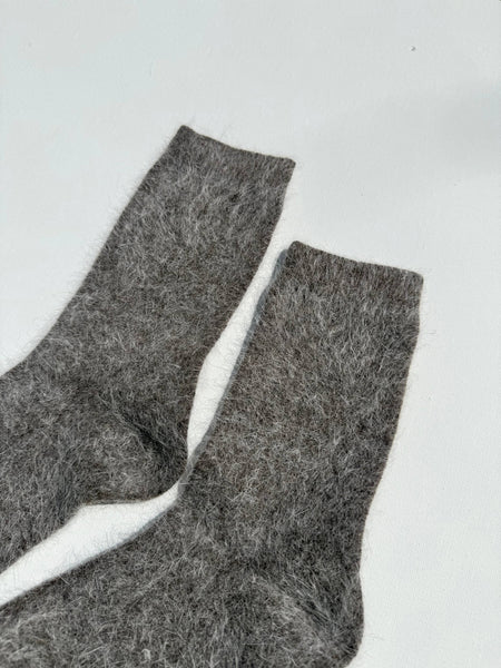FLUFFY ANGORA SOCKS - NEUTRAL: Mushroom / Women’s 7.5 - 11.5, Men’s 6.5 - 10.5