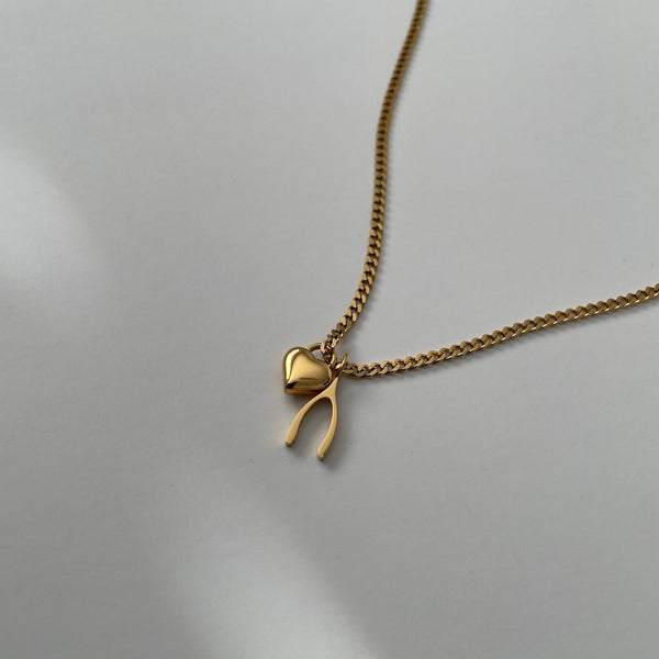 Wishbone Necklace- Gold