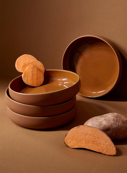 Handmade Stoneware Pasta/Salad Plate | Edan 7.9": Matte Black/Shiny White