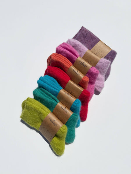 FLUFFY ANGORA SOCKS - CRYSTALS: Violet Jade