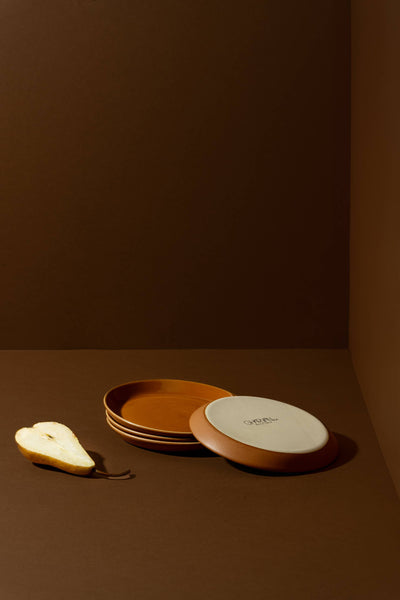 Handmade Stoneware Flat Side Plate | Edan 5.9": Matte Black/Shiny White