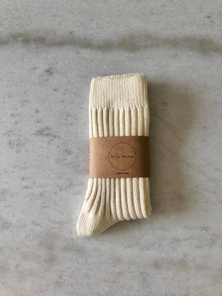 RIBBED COTTON HIGH SOCKS - neutral: White / Restock ( December 6th )