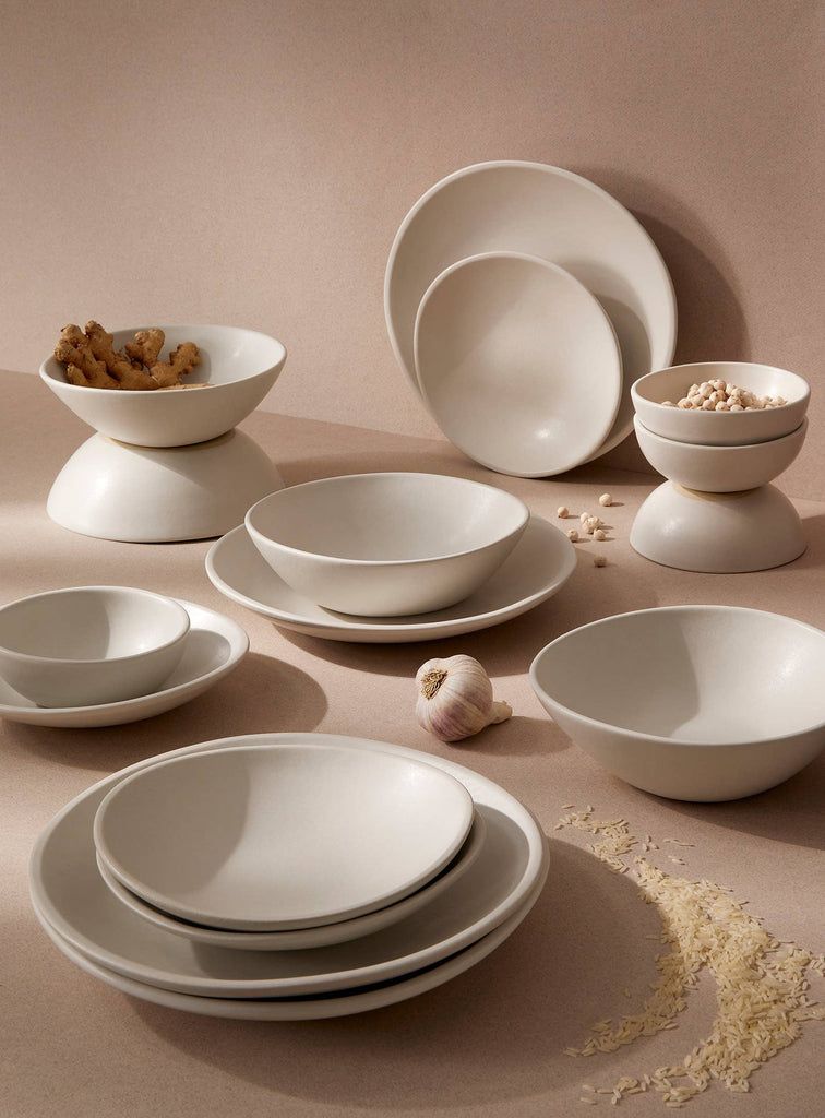Organic Shaped Dinnerware Set - 16 Pieces: Matte White