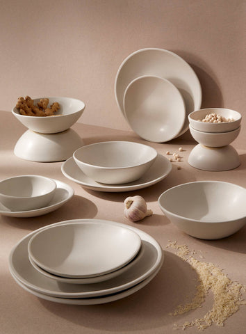 Organic Shaped Dinnerware Set - 16 Pieces: Matte White