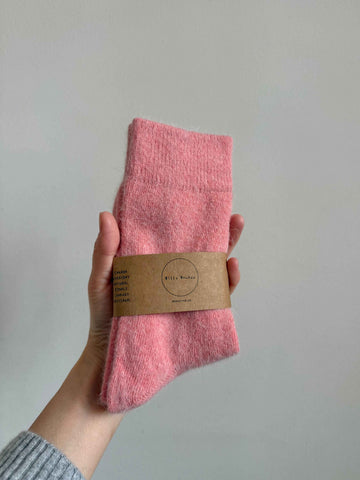 FLUFFY ANGORA SOCKS : Orange shell