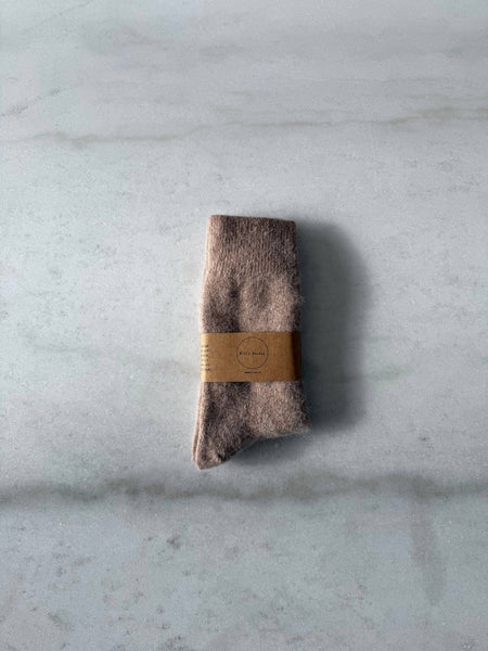 FLUFFY ANGORA SOCKS : Light Grey Melange