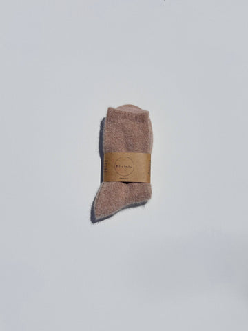 FLUFFY ANGORA SOCKS - NEUTRAL: Mushroom / Women’s 7.5 - 11.5, Men’s 6.5 - 10.5
