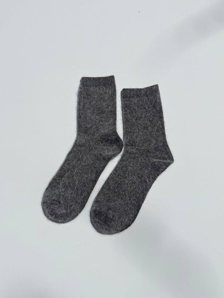 FLUFFY ANGORA SOCKS - NEUTRAL: Mushroom / Women’s 7.5 - 11.5, Men’s 6.5 - 10.5