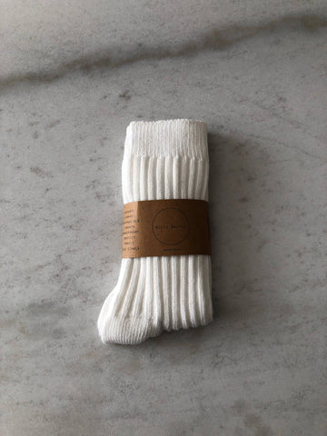 RIBBED COTTON HIGH SOCKS - neutral: White / Restock ( December 6th )