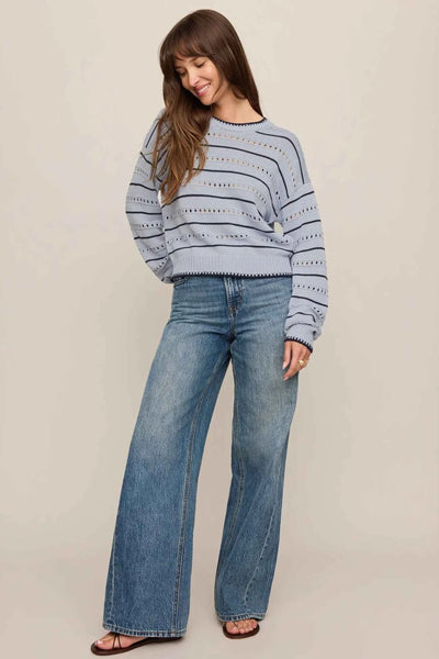 Darby Stripe Pointelle Sweater