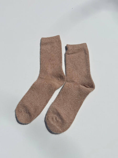 FLUFFY ANGORA SOCKS - NEUTRAL: Mushroom / Women’s 7.5 - 11.5, Men’s 6.5 - 10.5