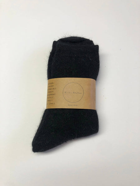 FLUFFY ANGORA SOCKS - NEUTRAL: Dark gray