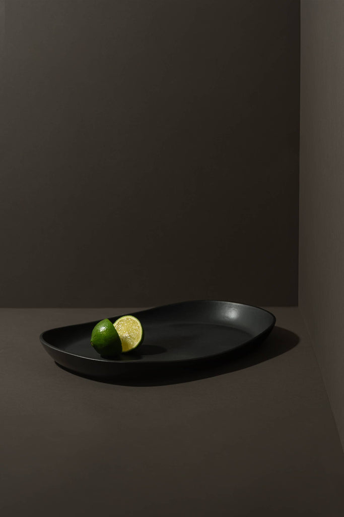 Mini Handmade Long Stoneware Serving Platters  | Dadasi: Matte Black / Small