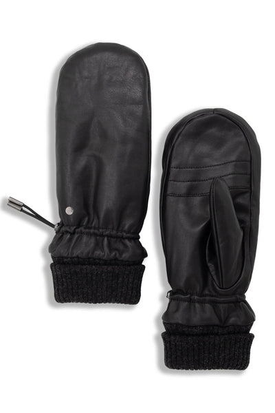 LAKE LOUISE LEATHER MITTENS - Black
