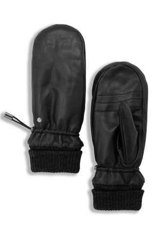 LAKE LOUISE LEATHER MITTENS - Black