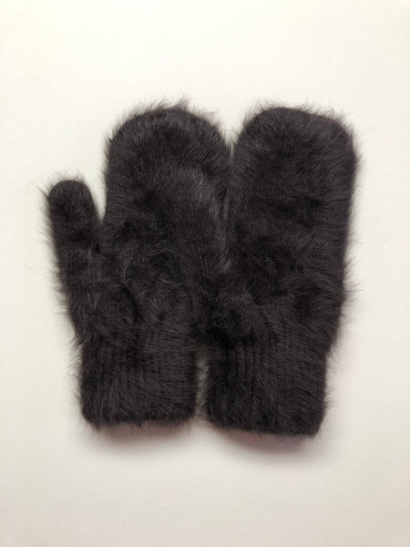 FLUFFY ANGORA MITTENS - neutral: Mushroom