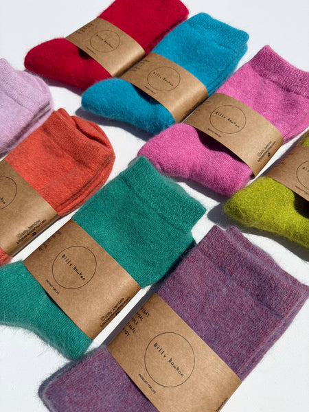 FLUFFY ANGORA SOCKS - CRYSTALS: Violet Jade