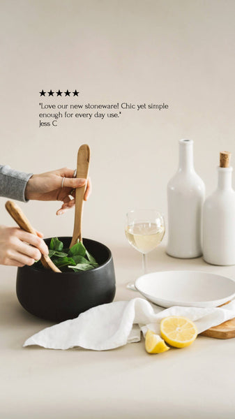 Handmade Stoneware Serving Bowl | Ewa 68 oz: Matte White