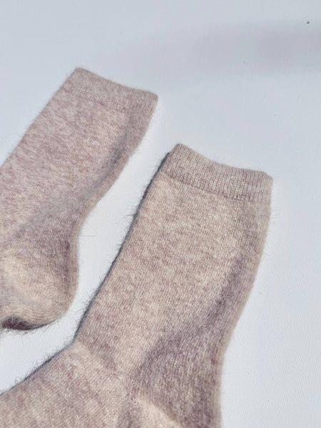 FLUFFY ANGORA SOCKS - NEUTRAL: Mushroom / Women’s 7.5 - 11.5, Men’s 6.5 - 10.5