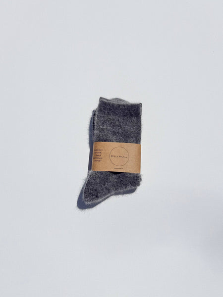 FLUFFY ANGORA SOCKS - NEUTRAL: Mushroom / Women’s 7.5 - 11.5, Men’s 6.5 - 10.5