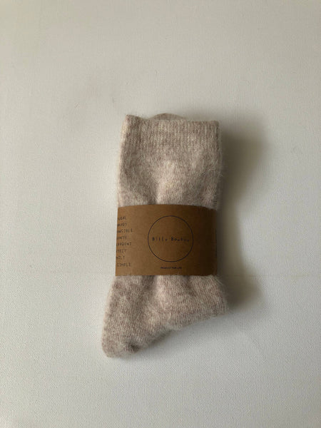 FLUFFY ANGORA SOCKS - NEUTRAL: Dark gray