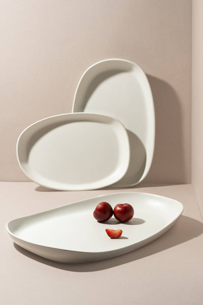 Mini Handmade Long Stoneware Serving Platters  | Dadasi: Matte Black / Small