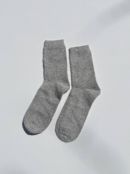 FLUFFY ANGORA SOCKS - NEUTRAL: Mushroom / Women’s 7.5 - 11.5, Men’s 6.5 - 10.5