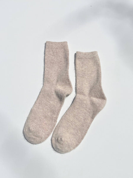 FLUFFY ANGORA SOCKS - NEUTRAL: Mushroom / Women’s 7.5 - 11.5, Men’s 6.5 - 10.5