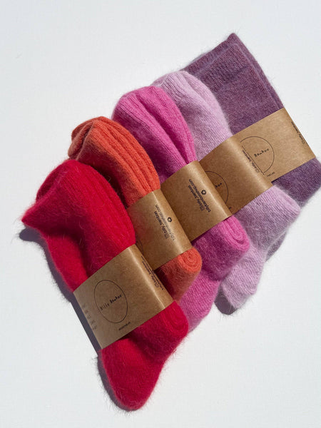 FLUFFY ANGORA SOCKS - CRYSTALS: Violet Jade
