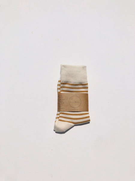COLOR STRIPE SOCKS: Mustard