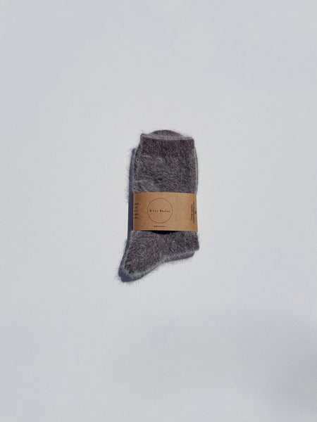 FLUFFY ANGORA SOCKS - NEUTRAL: Mushroom / Women’s 7.5 - 11.5, Men’s 6.5 - 10.5