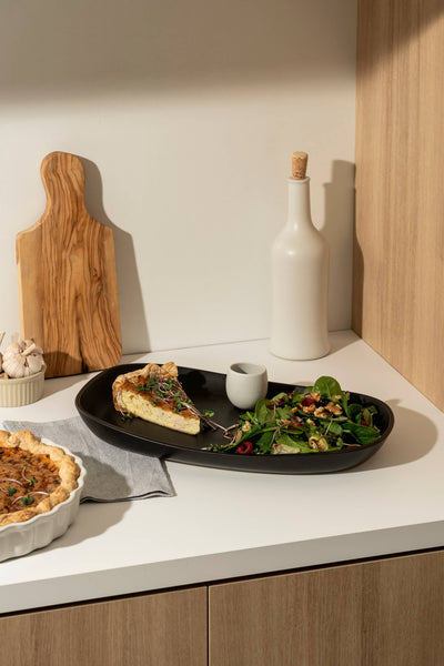 Mini Handmade Long Stoneware Serving Platters  | Dadasi: Matte White / Small