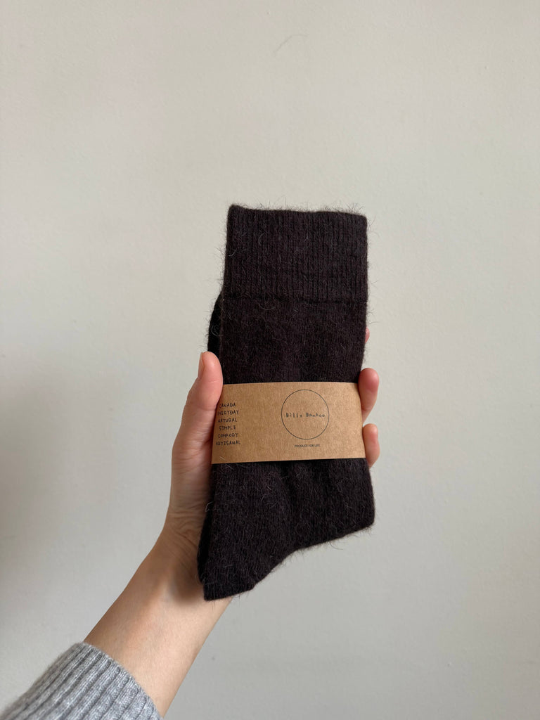 FLUFFY ANGORA SOCKS : Chocolate