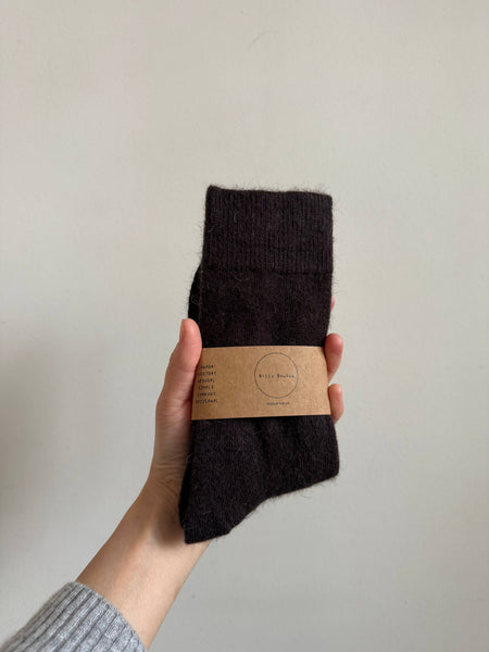 FLUFFY ANGORA SOCKS : Chocolate
