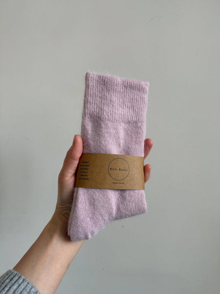 FLUFFY ANGORA SOCKS : Pink tourmaline