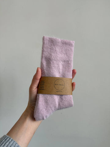 FLUFFY ANGORA SOCKS : Pink tourmaline