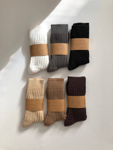 RIBBED COTTON HIGH SOCKS - neutral: White / Restock ( December 6th )