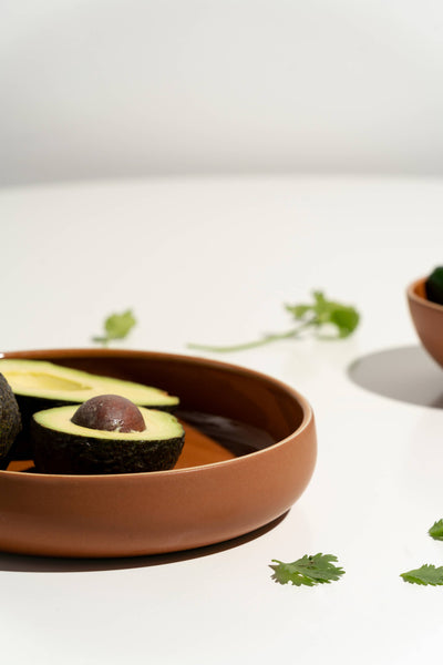 Handmade Stoneware Pasta/Salad Plate | Edan 7.9": Matte Black/Shiny White