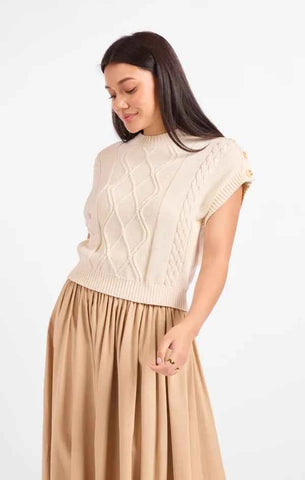 Typewriter button Detail Sweater