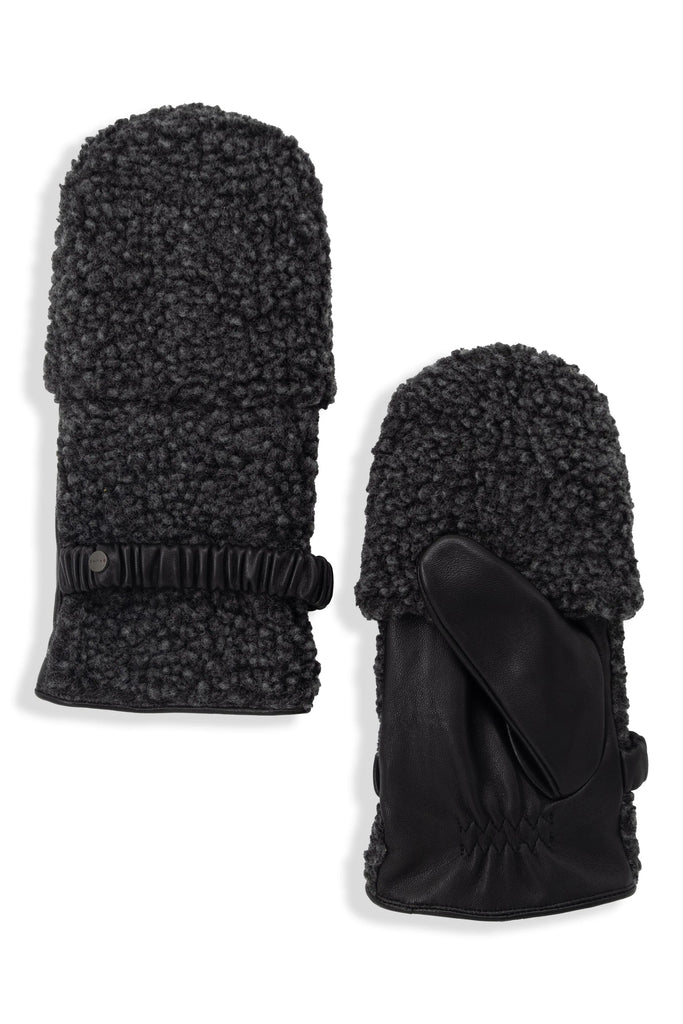 COURTNEY LEATHER CONVERTIBLE 2 IN 1 GLOVES - black