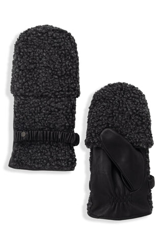 COURTNEY LEATHER CONVERTIBLE 2 IN 1 GLOVES - black